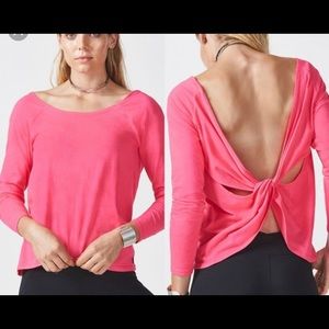 Fabletics Aviana Pink Twist Back Top Size XS